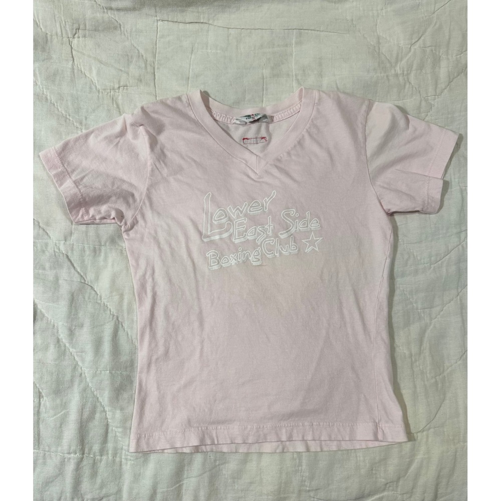 Hard Tail Forever Pink V-Neck Baby Tee Lower East Side Boxing Club Graphic S